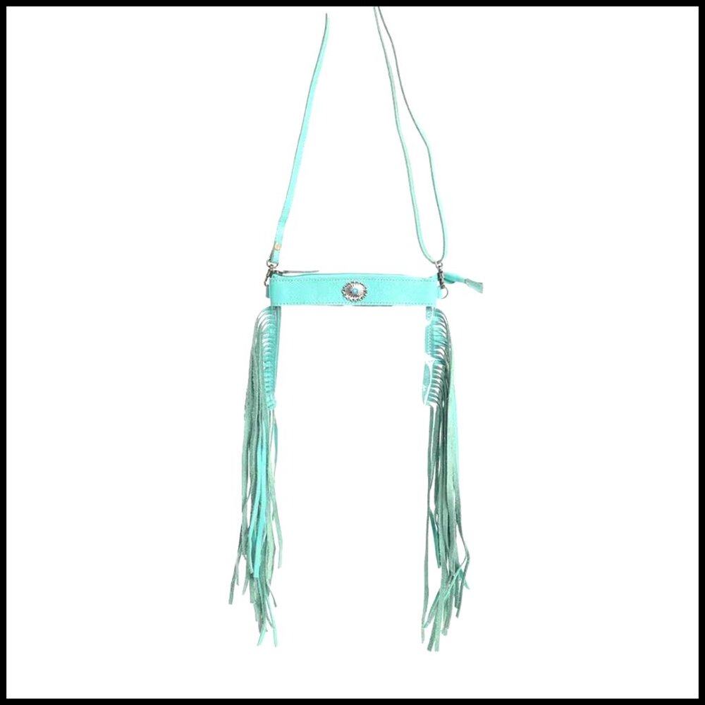 Western Upcycled Leather Shoulder Bag Hobo Clear Canvas Purse Chic Boho